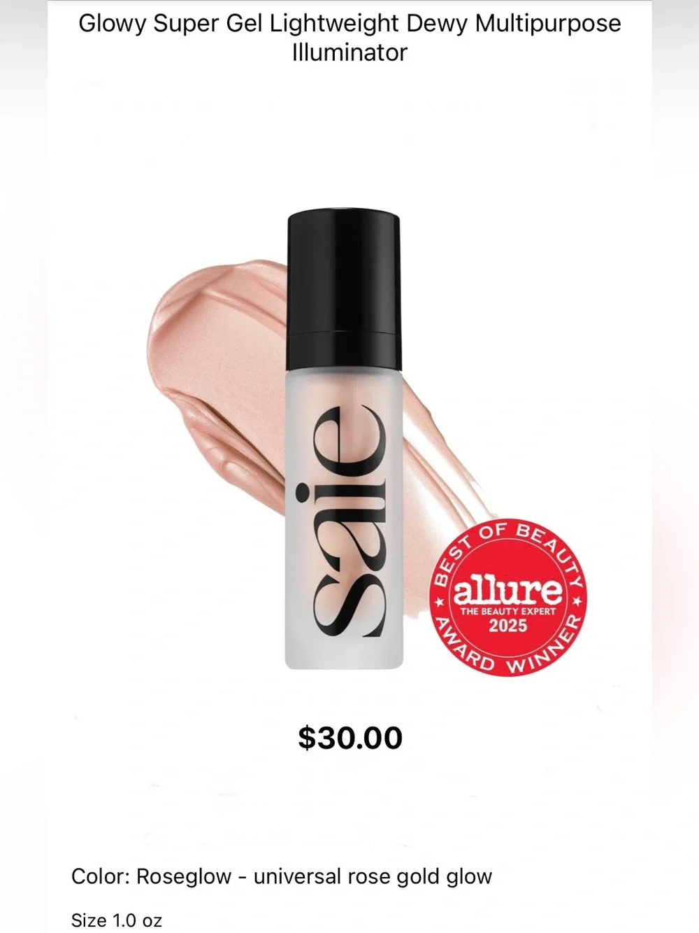 NEW Saie Illuminator Roseglow .5oz + Glowy Super Gel Sample